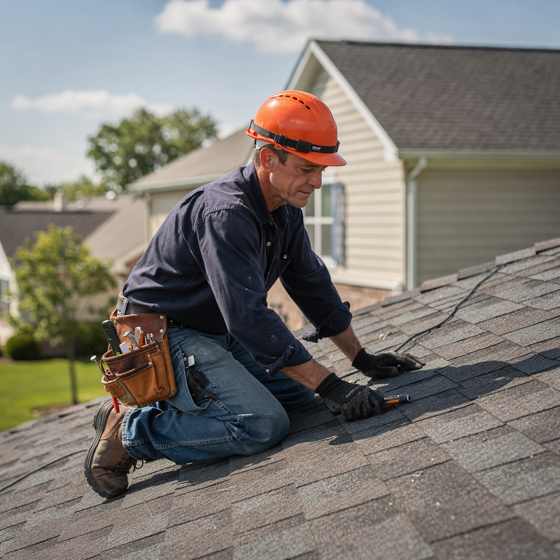 Local licensed roofer on a roof